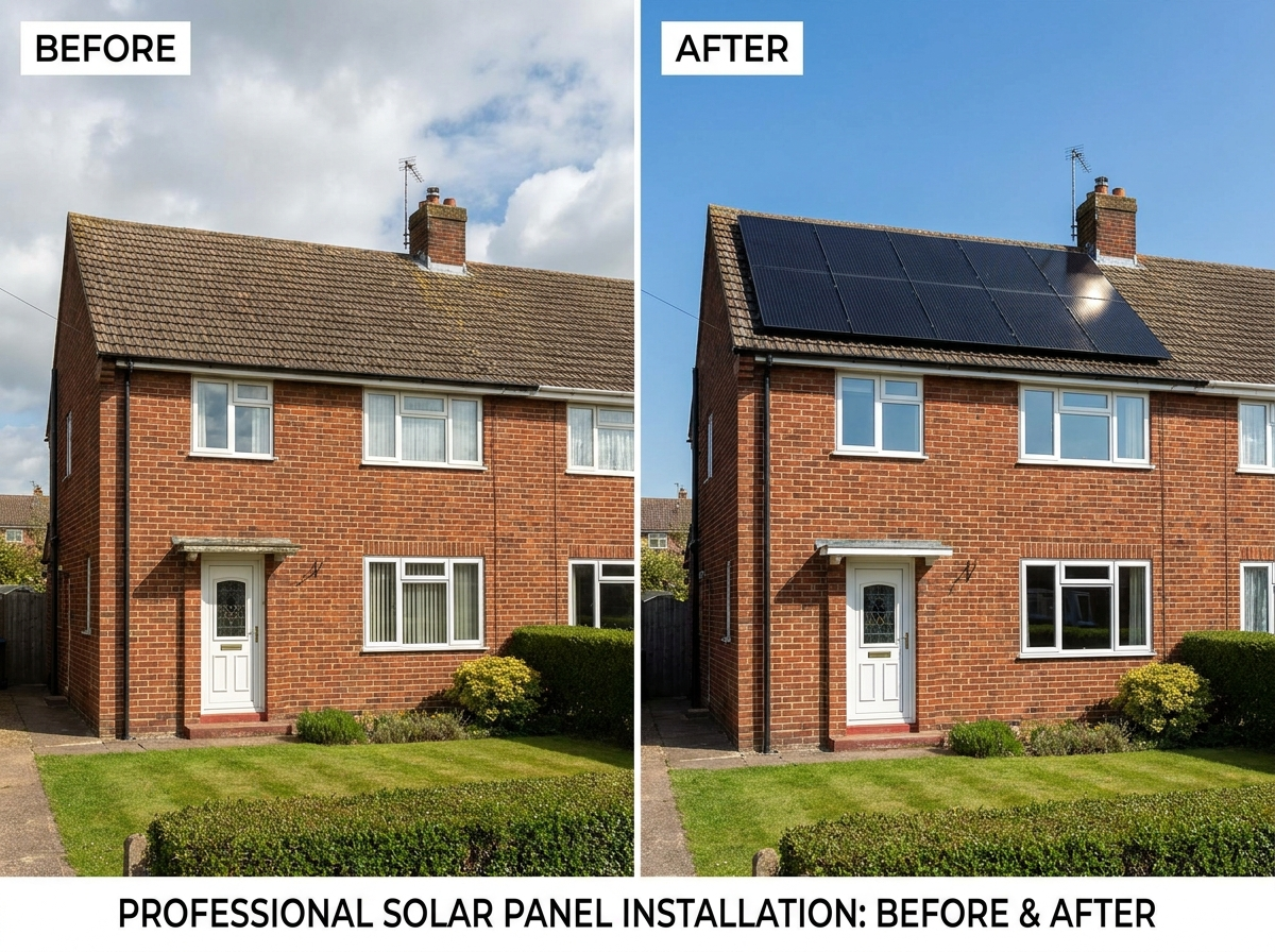Before and after solar panel installation