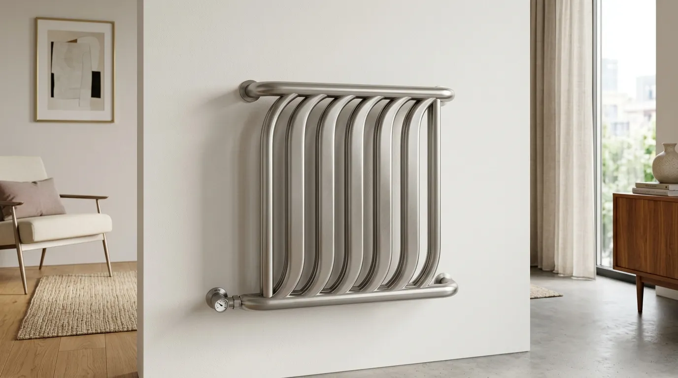 White radiator on a modern home wall